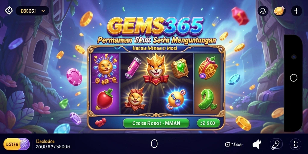 Tampilan gameplay menarik dari GEMS365 dengan berbagai tema slot.