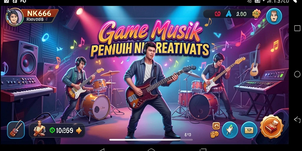 Screenshot utama NK666 menampilkan gameplay musik yang seru dan interaktif.