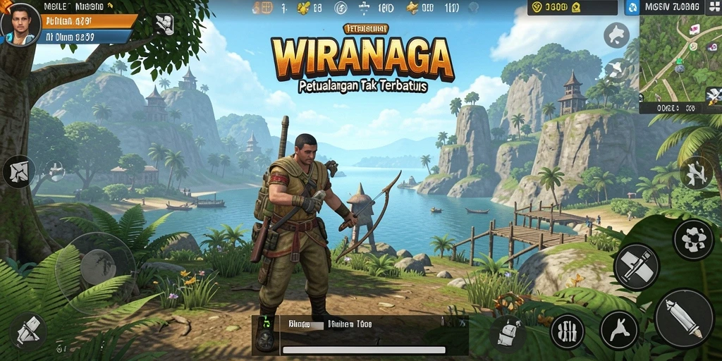 Screenshot gameplay WIRANAGA menampilkan keindahan dunia Open World yang luas.