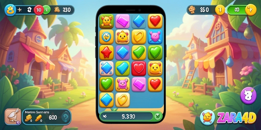 Screenshot gameplay ZARA4D menampilkan keseruan mencocokkan item.